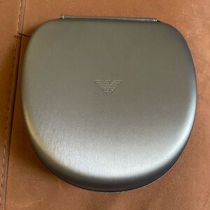 Large Metallic Silver Emporio Armani Clamshell Sunglass/ Eyeglass Case 👓🕶️.